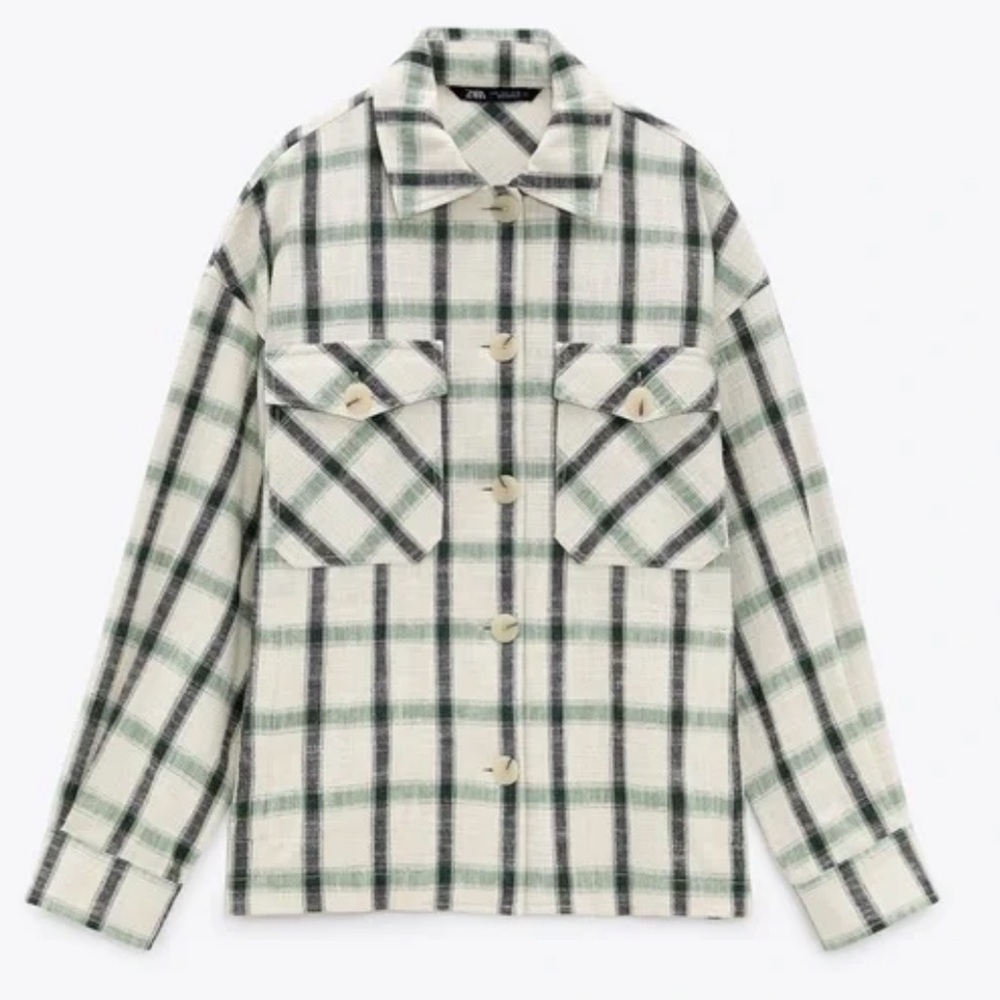 NWOT Zara Plaid Oversized Boyfriend Shacket Sz. MD